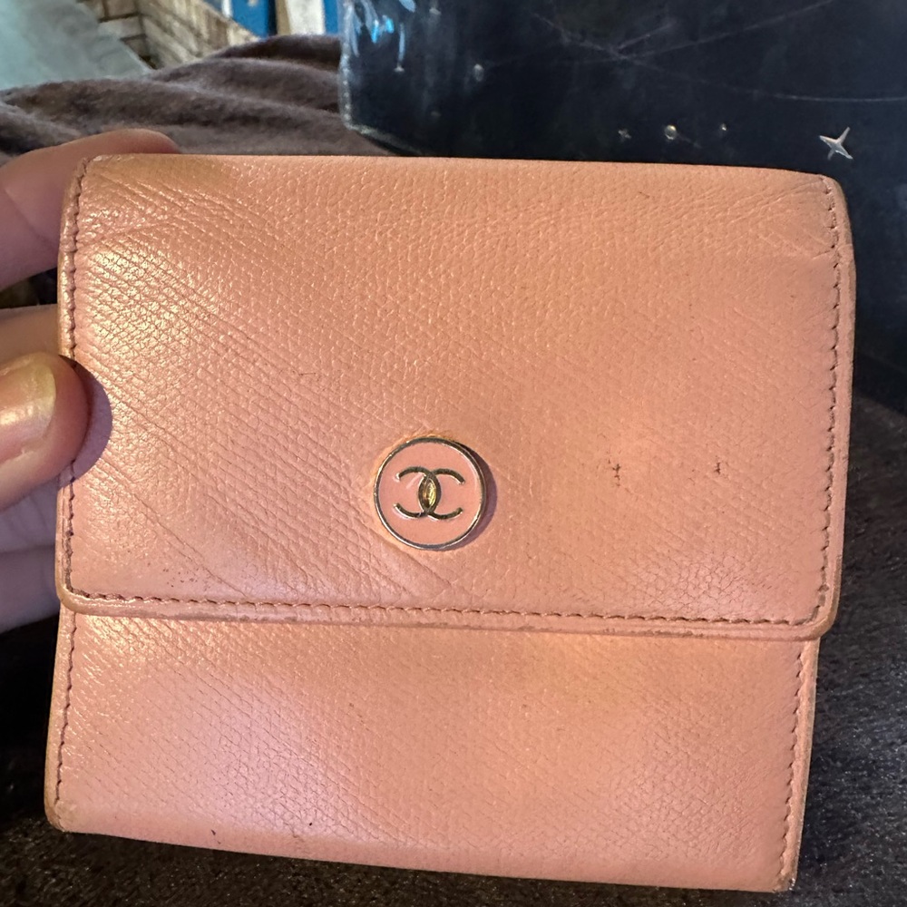 CHANEL Light Pink Leather Wallet
